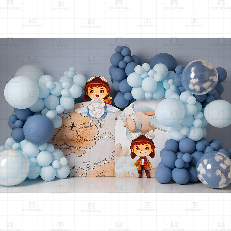 Pilot Party Printed Baby Backdrop