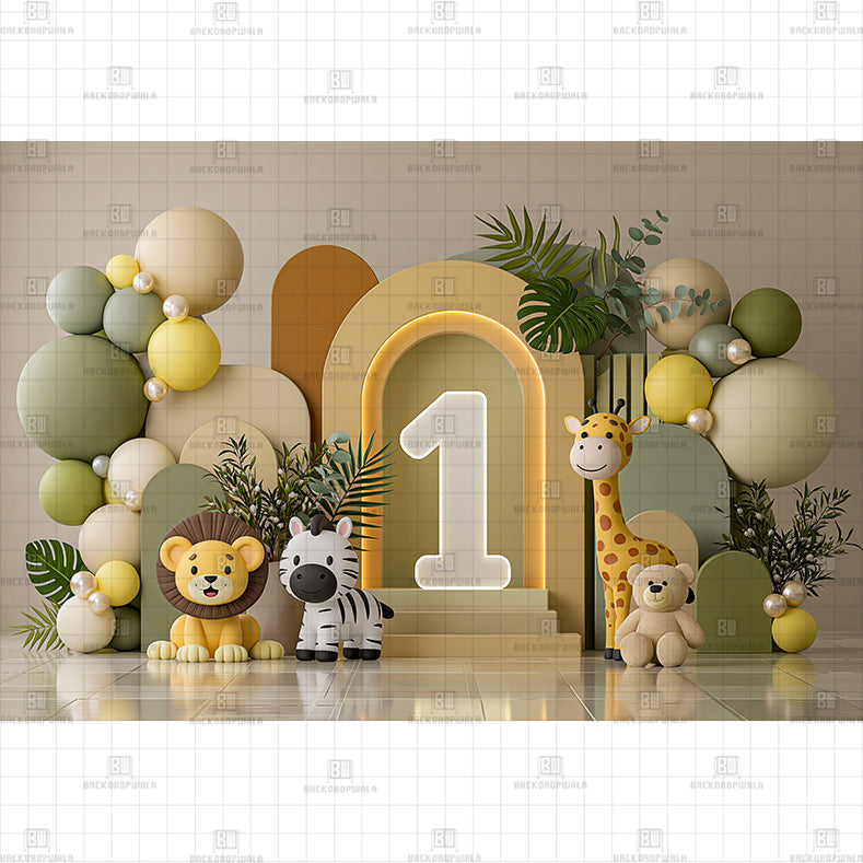 Jungle Safari Party Printed Baby Backdrop