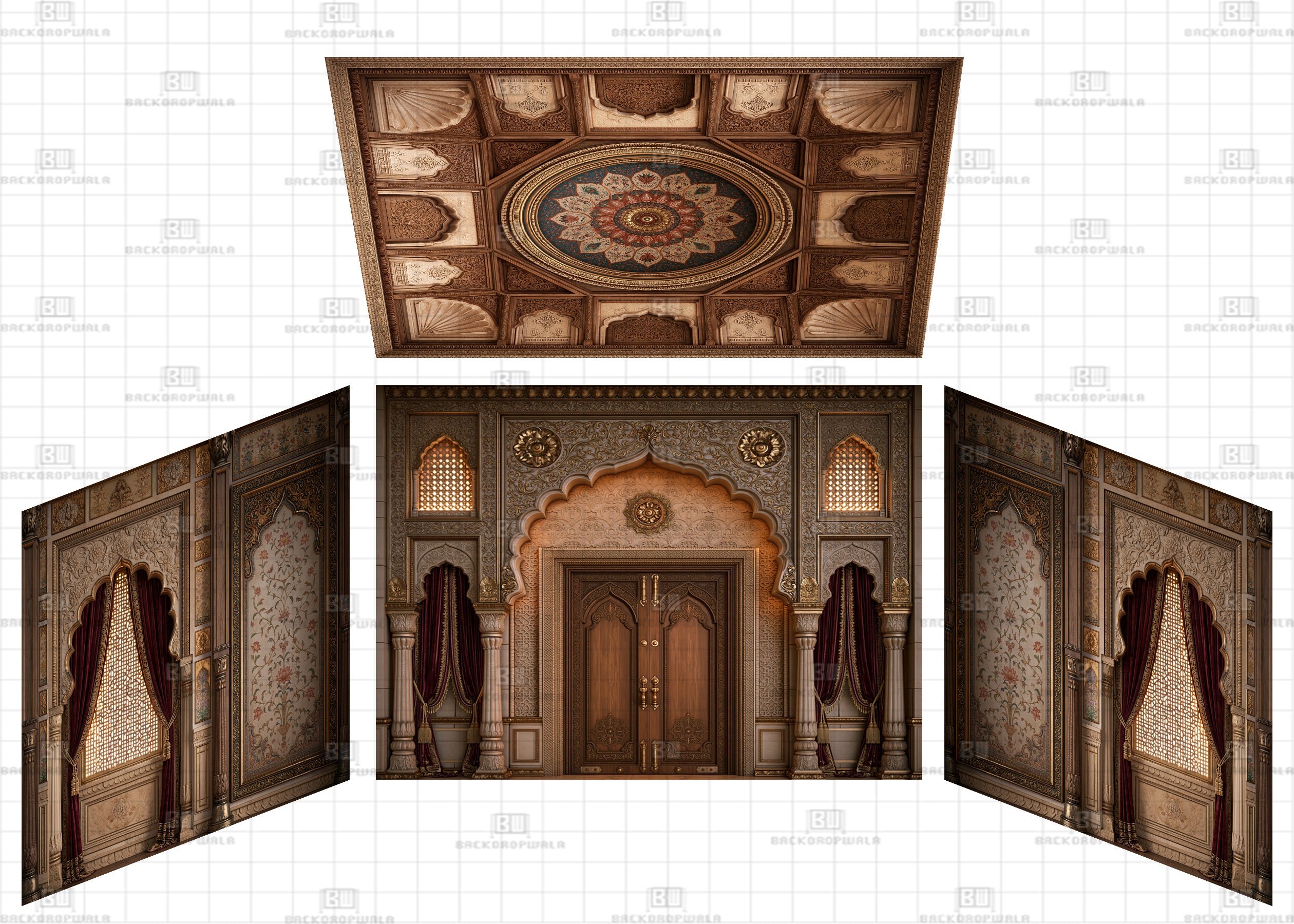 Luxurious Traditional Archway Theme Ganesh Pandal Backdrop