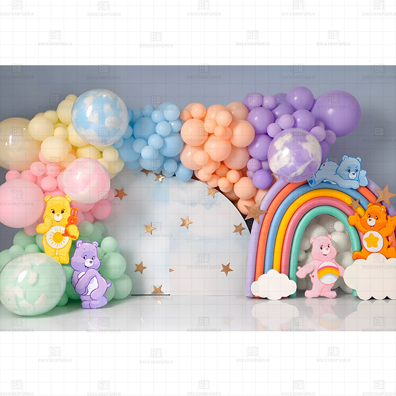 Colorful Cuddles Birthday Printed Baby Backdrop