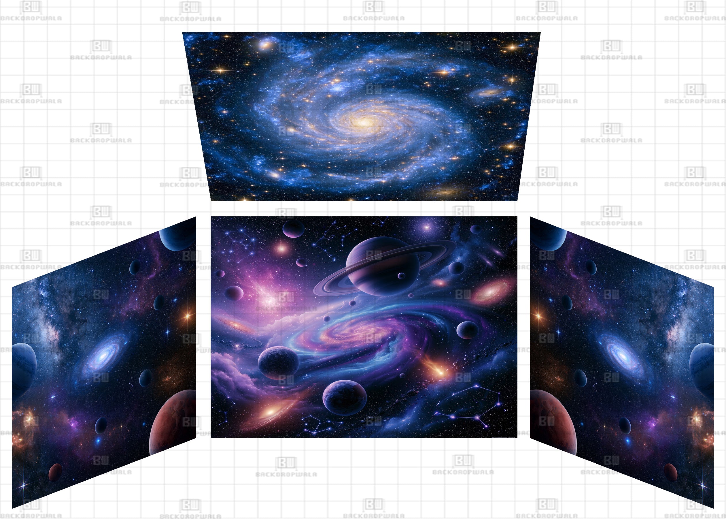 Mystic Space Theme Ganesh Pandal Backdrop