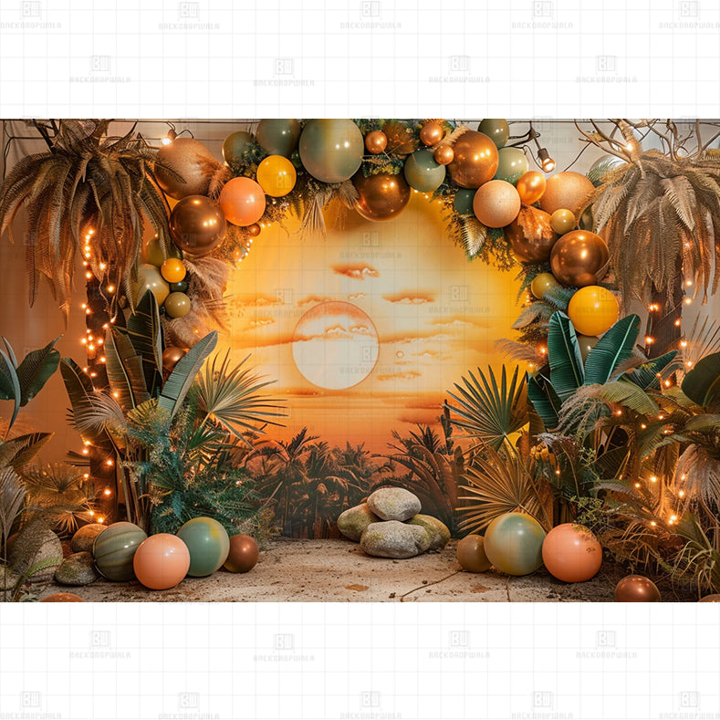 Sunset jungle Printed Baby Backdrop