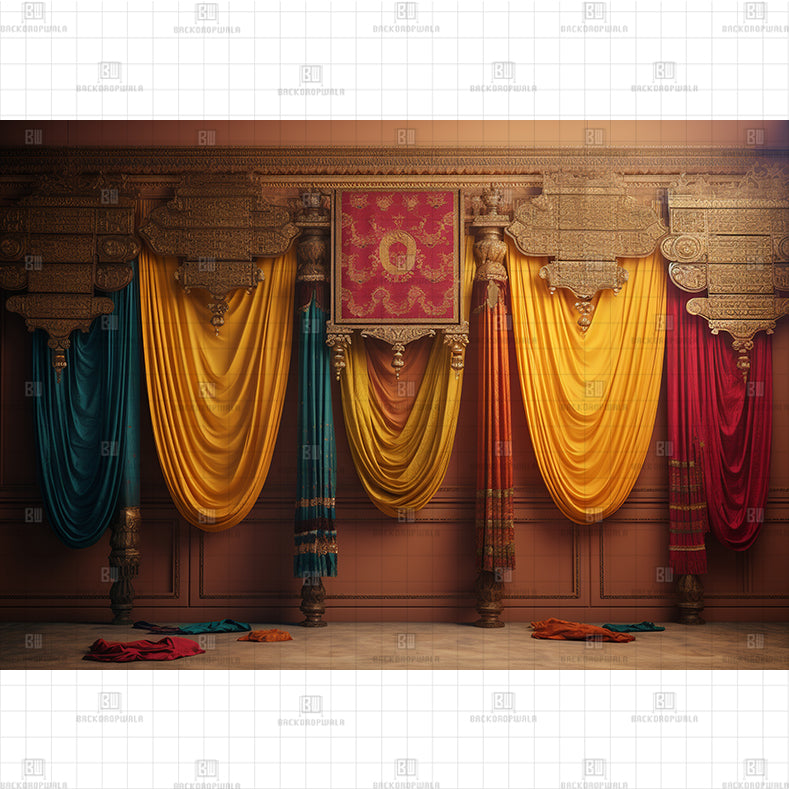 Navratri Silk Drapery Display Printed Baby Backdrop