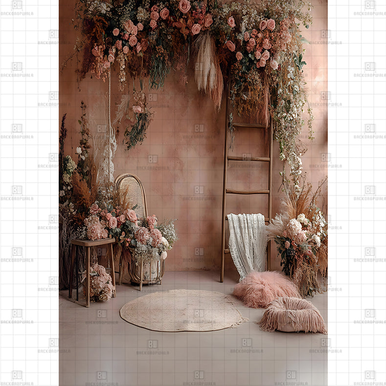 Yuka Structure Backdrop Dusty Rose Ladder Backdrop Printed Maternity Backdrop – Backdropwala