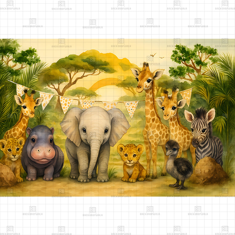 Wildlife Expenditure Printed Baby Backdrop