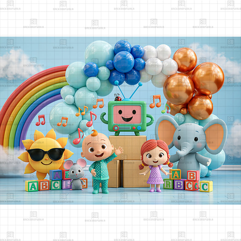 Cocomelon School Fun Printed Baby Backdrop