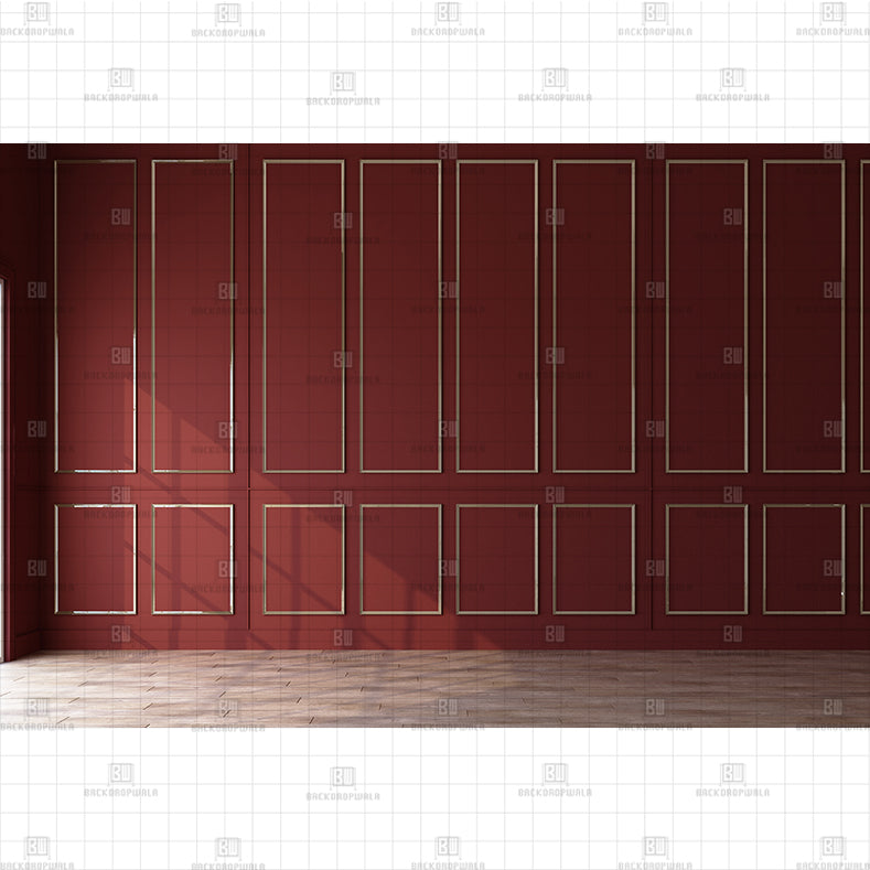 Crimson & Gold Paneling backdrop Printed Baby Backdrop
