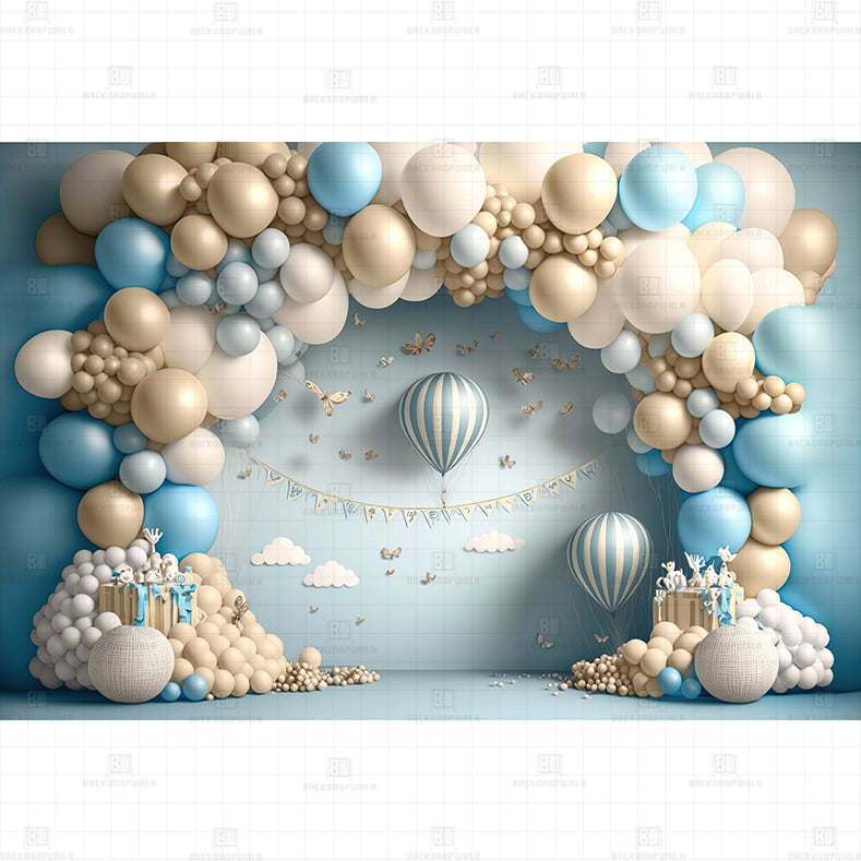Up In The Sky Birthday Printed Baby Backdrop