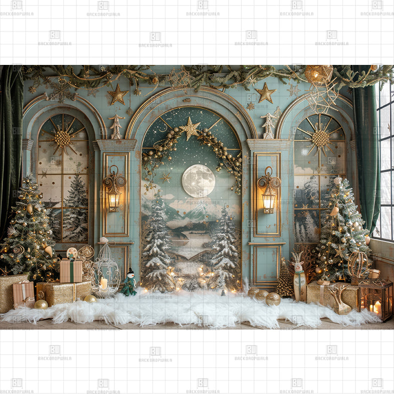 Moonlit Winter Backdrop Printed Baby Backdrop