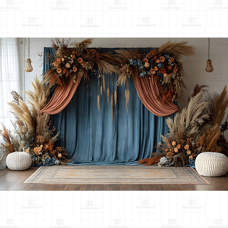 Velvet Drape Printed Baby Backdrop