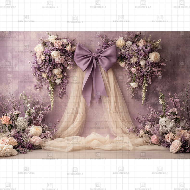 Mauve Floral Arch Backdrop Printed Baby Backdrop