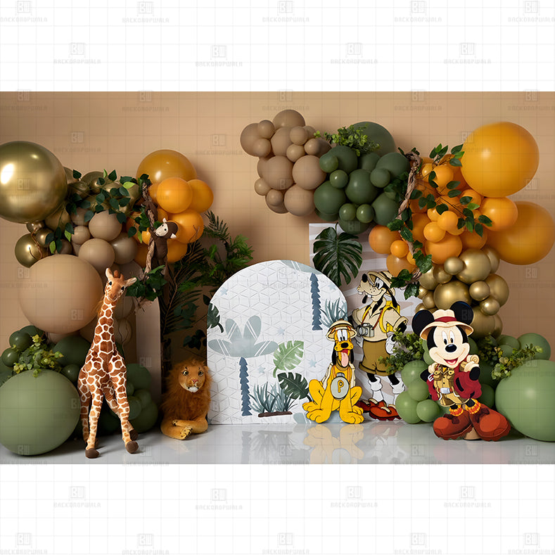Jungle Safari Birthday Printed Baby Backdrop