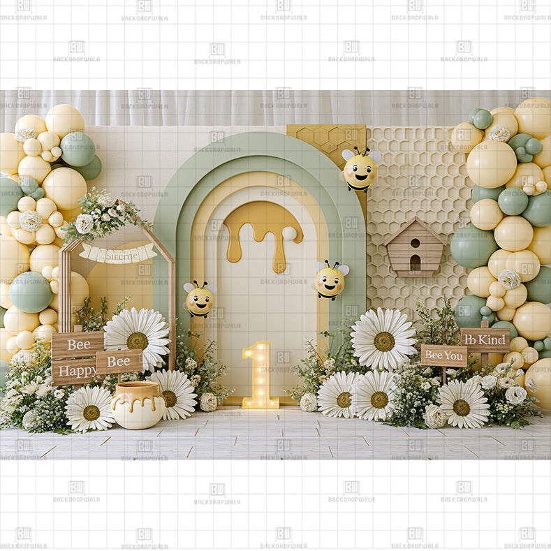 Sky Blossom Birthday Printed Baby Backdrop