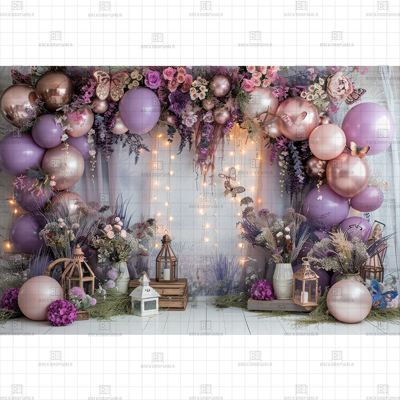 Lavander and Rose Shower Backdrop Printed Baby Backdrop