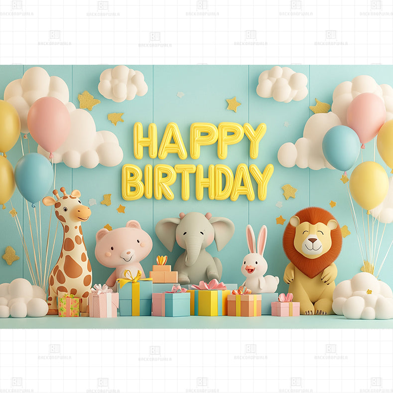 Forest Fun Birthday Printed Baby Backdrop