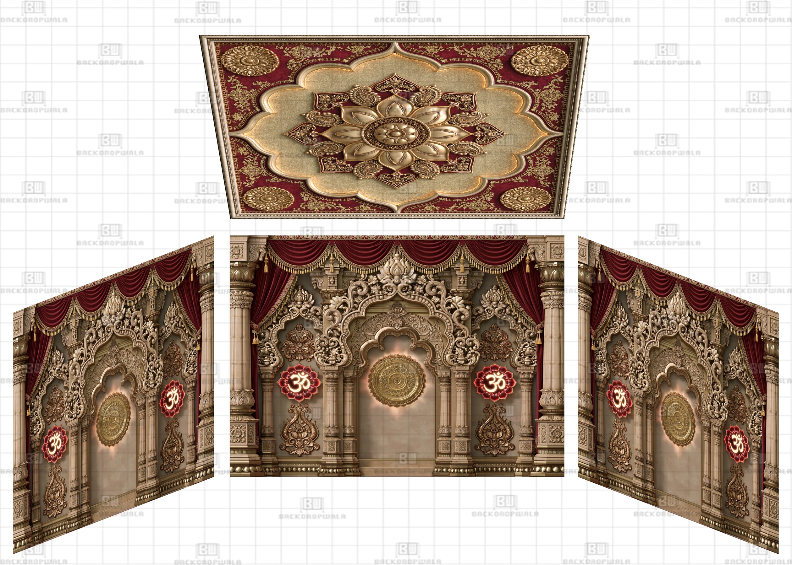 Imperial Om Sanctum Theme Ganesh Pandal Backdrop