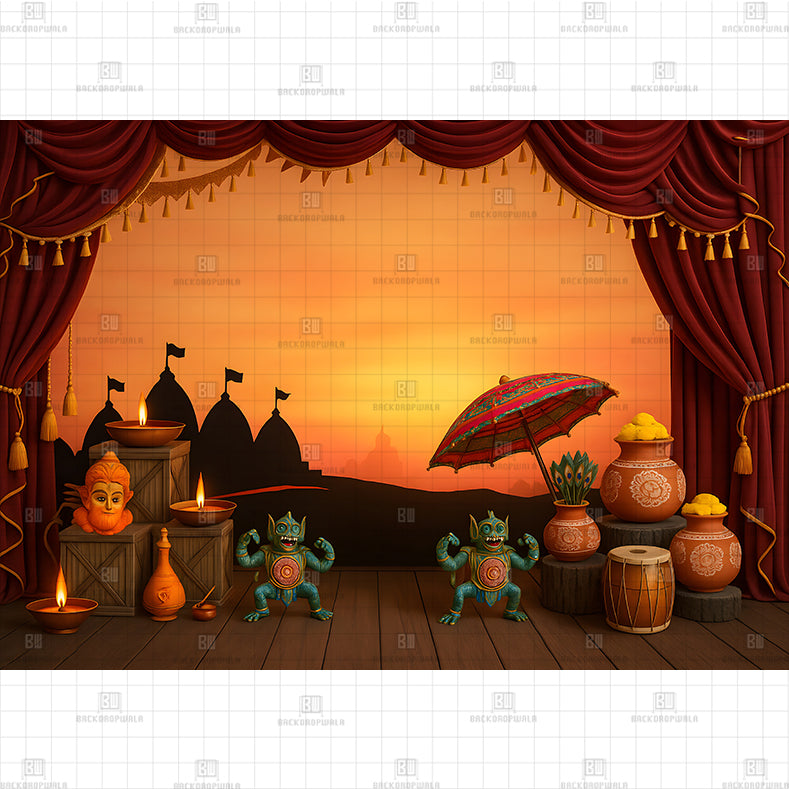 Garba Cultural Stage Printed Baby Backdrop