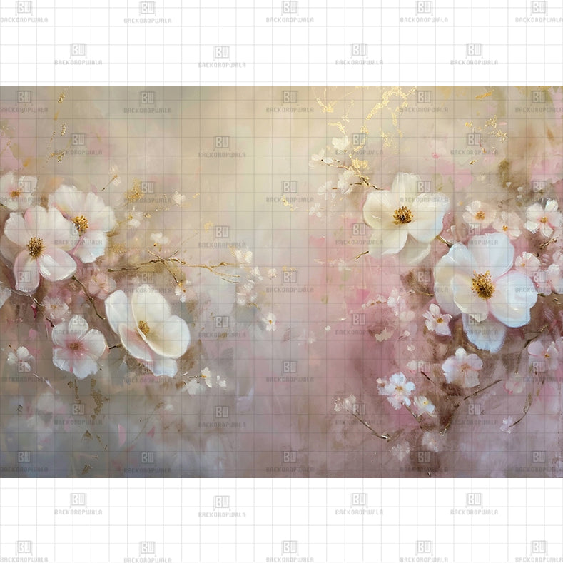 Soft Pink Floral Fine Art Backdrop Printed Born Baby Backdrop