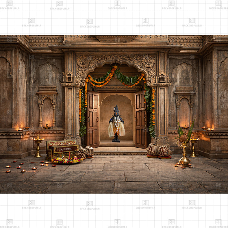 The Divine Court of Pandharpur Ekadashi Printed Baby Backdrop