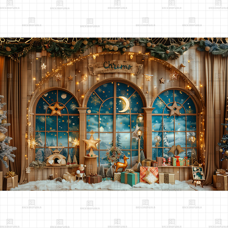 Christmas Workshop Printed Baby Backdrop