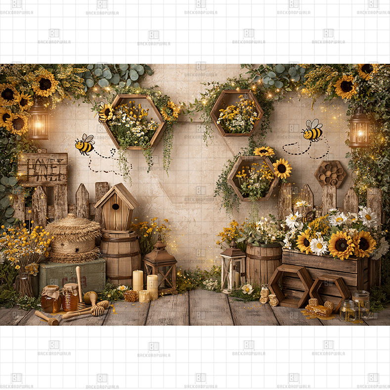 Honeycomb Barn Door Printed Baby Backdrop