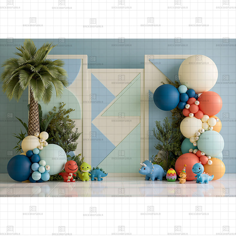 Sweet Triceratops Theme Birthday Printed Baby Backdrop