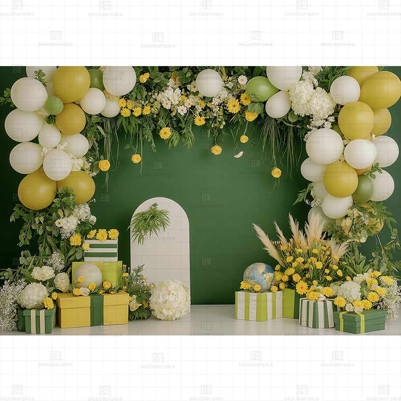 Bright Bloom Birthday Printed Baby Backdrop