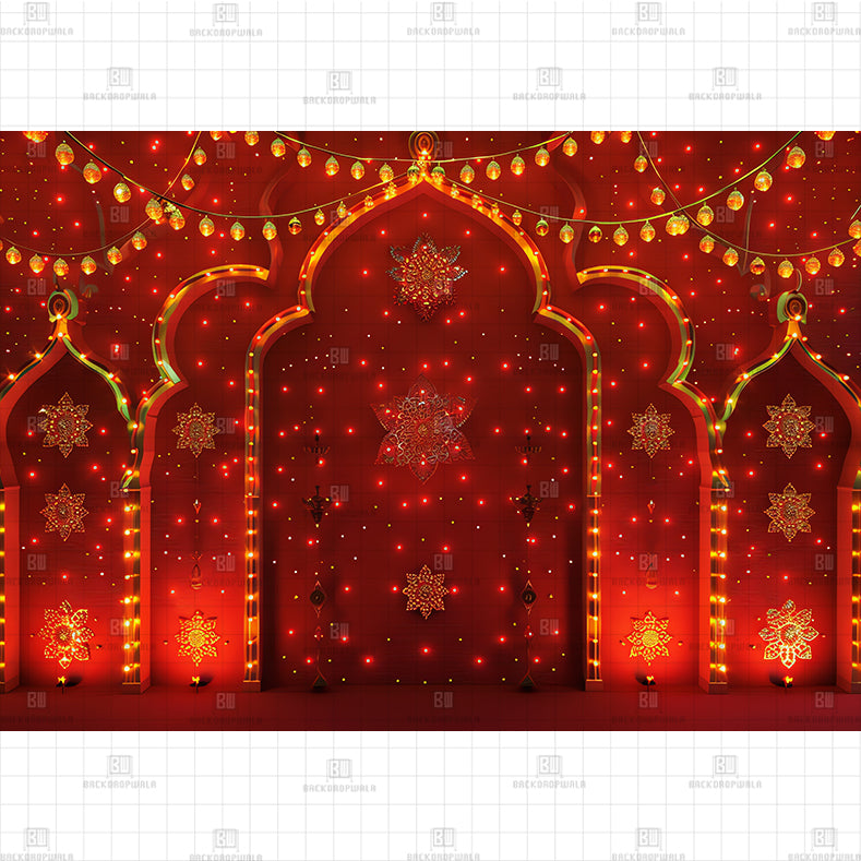 Navratri Palace Lights Printed Baby Backdrop