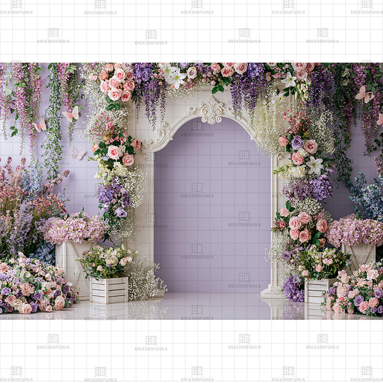 Lavender Flower Arch Printed Baby Backdrop