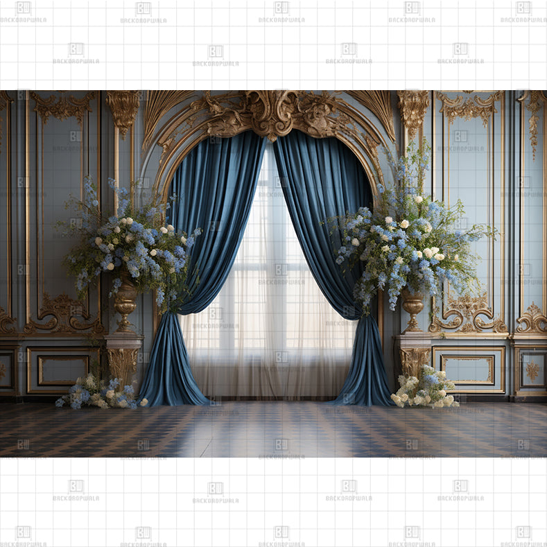 Regal Blue Palace Interior Backdrop Printed Baby Backdrop – Backdropwala
