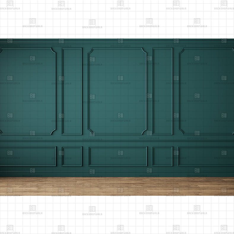 Emerald Green Wainscot backdrop Printed Baby Backdrop