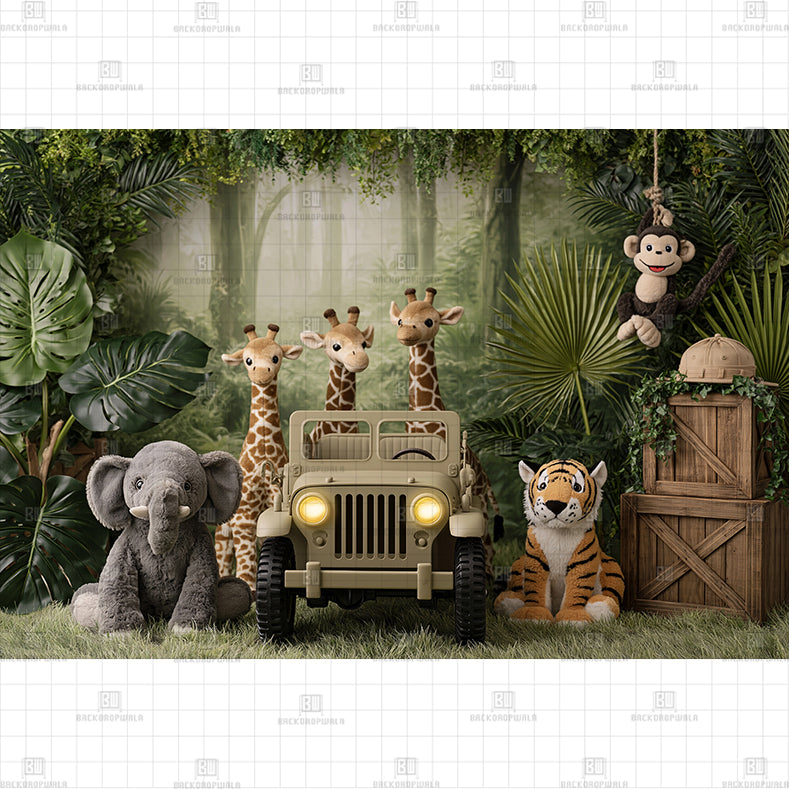 Jungle Explorer Printed Baby Backdrop