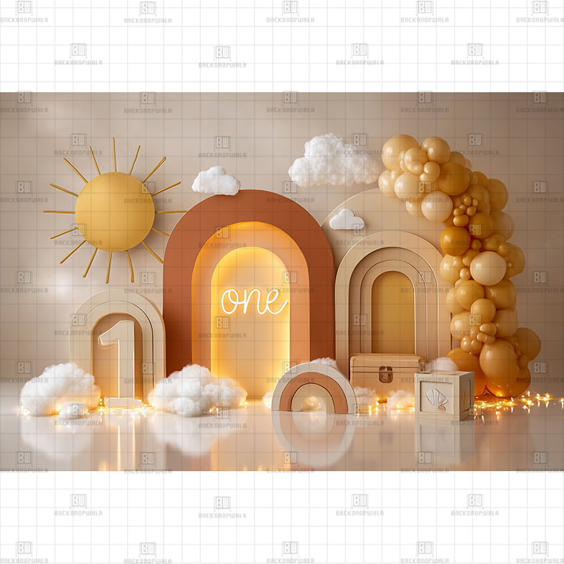 Sunny One Birthday Printed Baby Backdrop