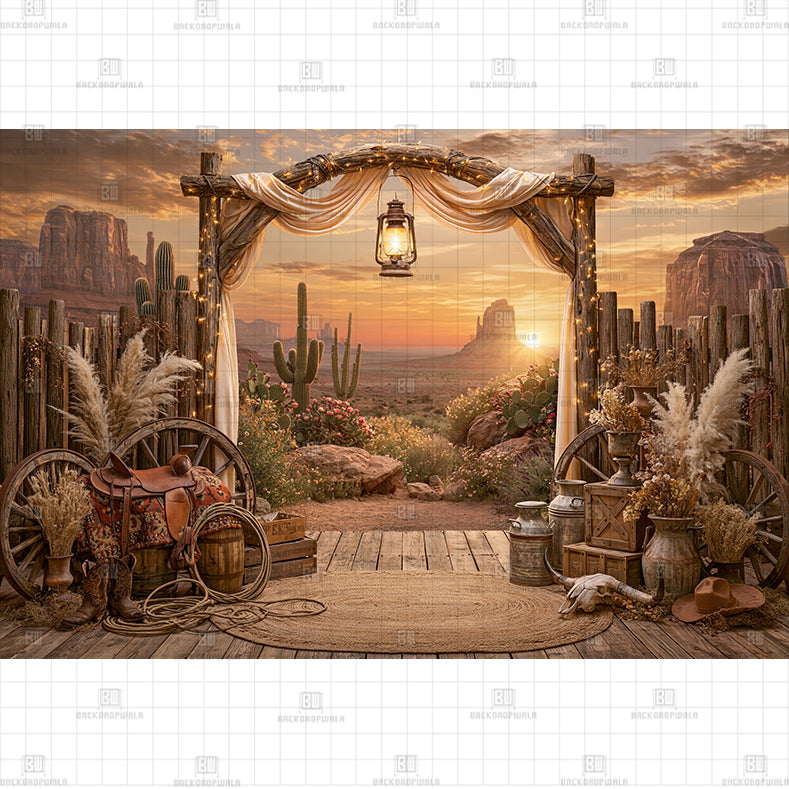 Cartoon Western Town Printed Baby Backdrop