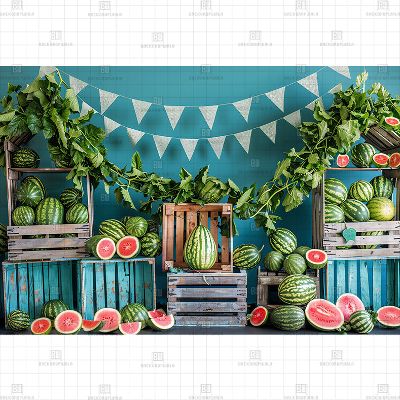 Watermelon Blue Buffet Printed Baby Backdrop