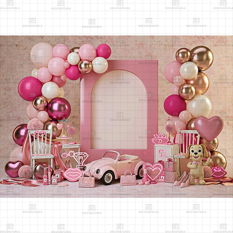 Pink Paradise Setup printed Baby Backdrop