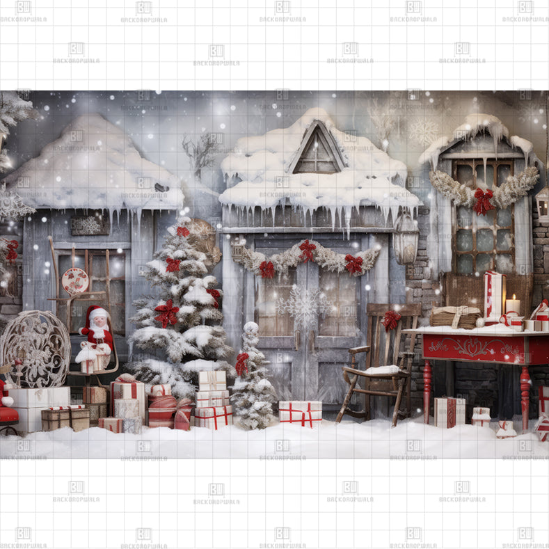Cozy Winter Cabin Printed Baby Backdrop
