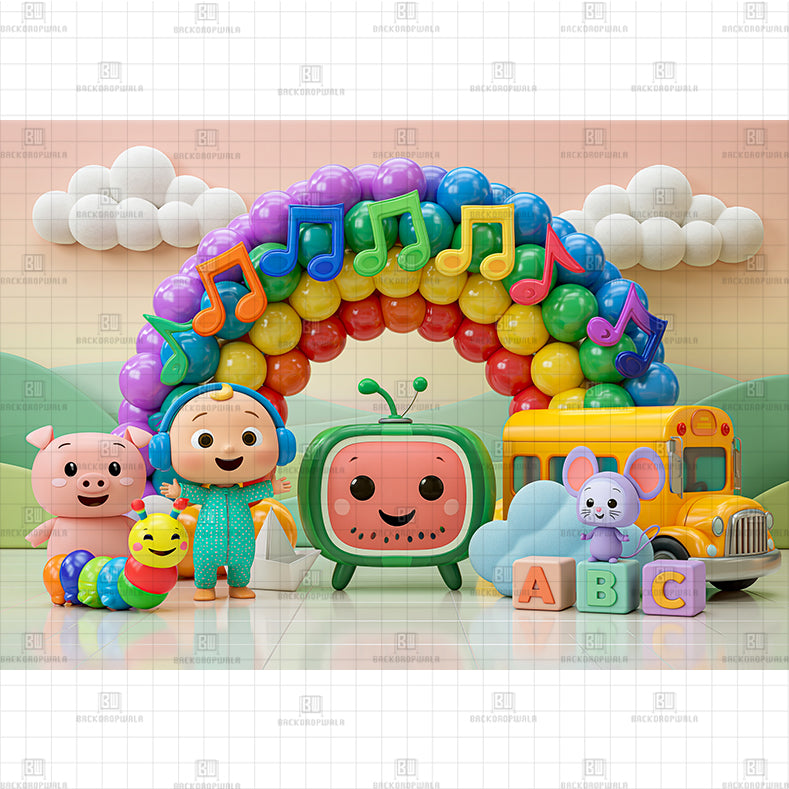 Mini Cocomelon Printed Baby Backdrop