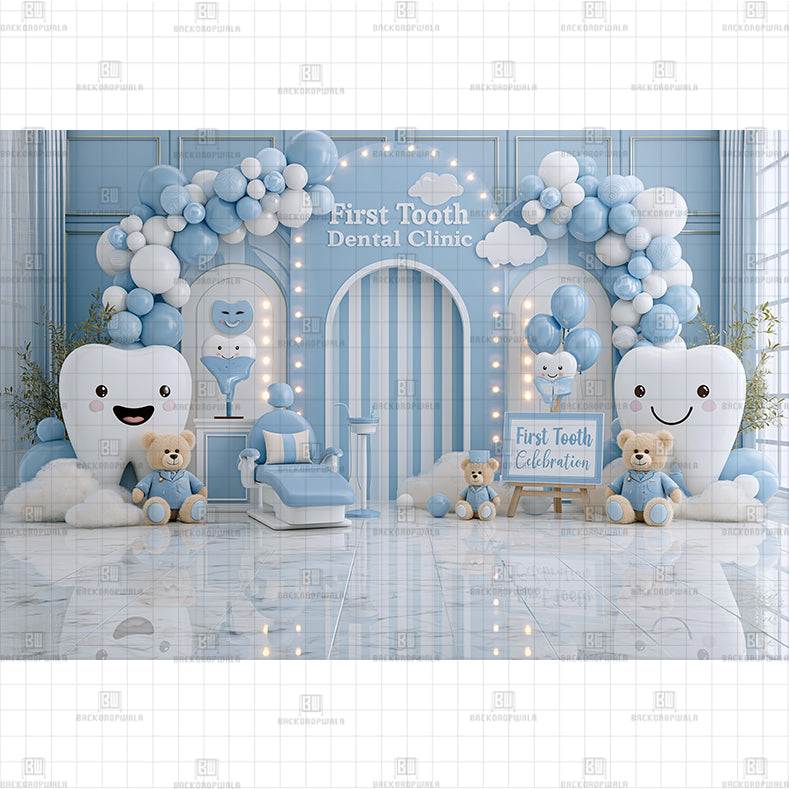 Little Dentist Office Theme Printed Baby Backdrop