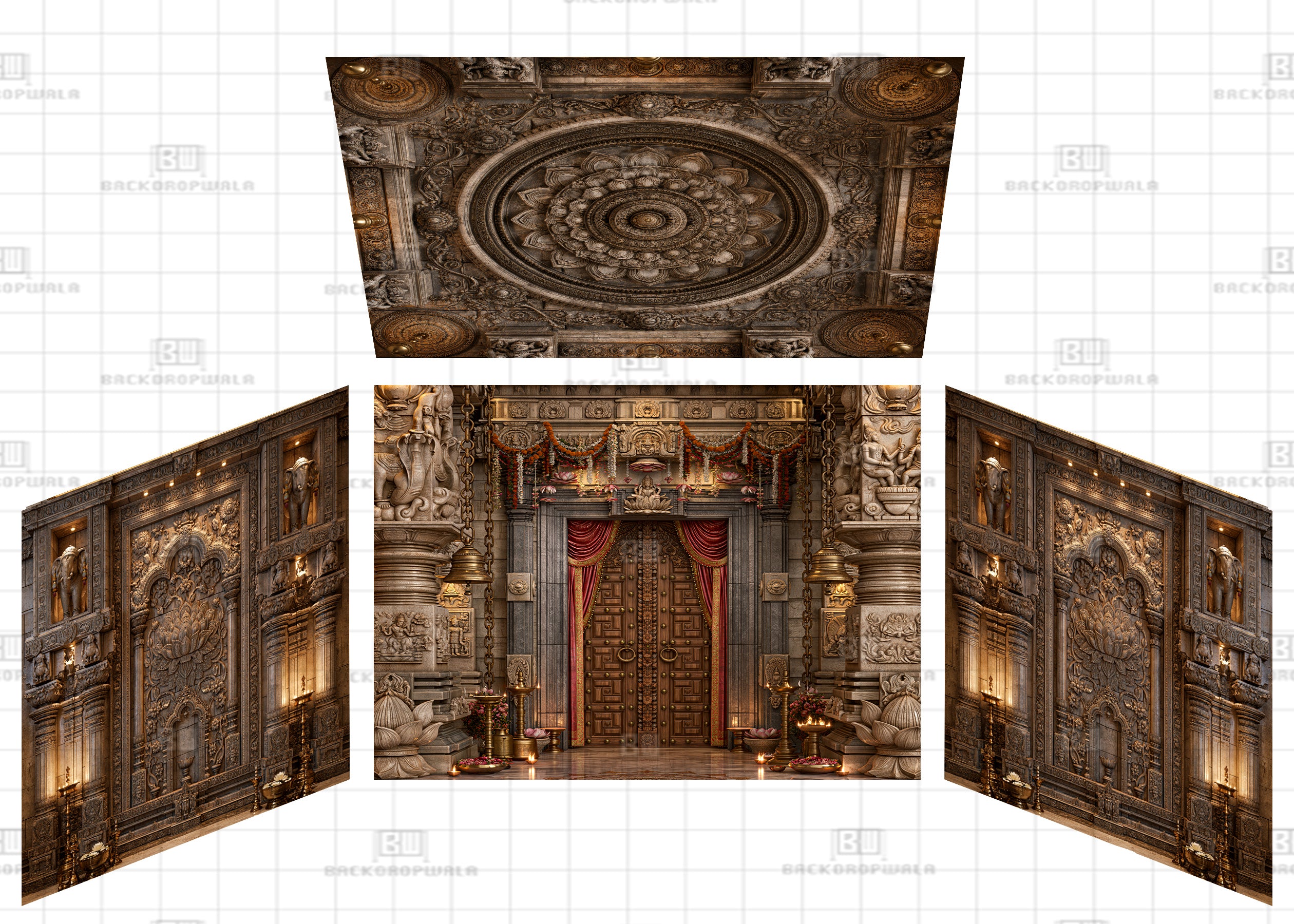 Heritage Stone Darbar Theme Ganesh Pandal Backdrop