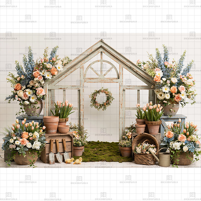 White Saffron Bench Printed Baby Backdrop
