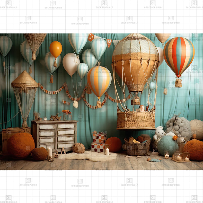 Hot Air Festival Once Printed Baby Backdrop