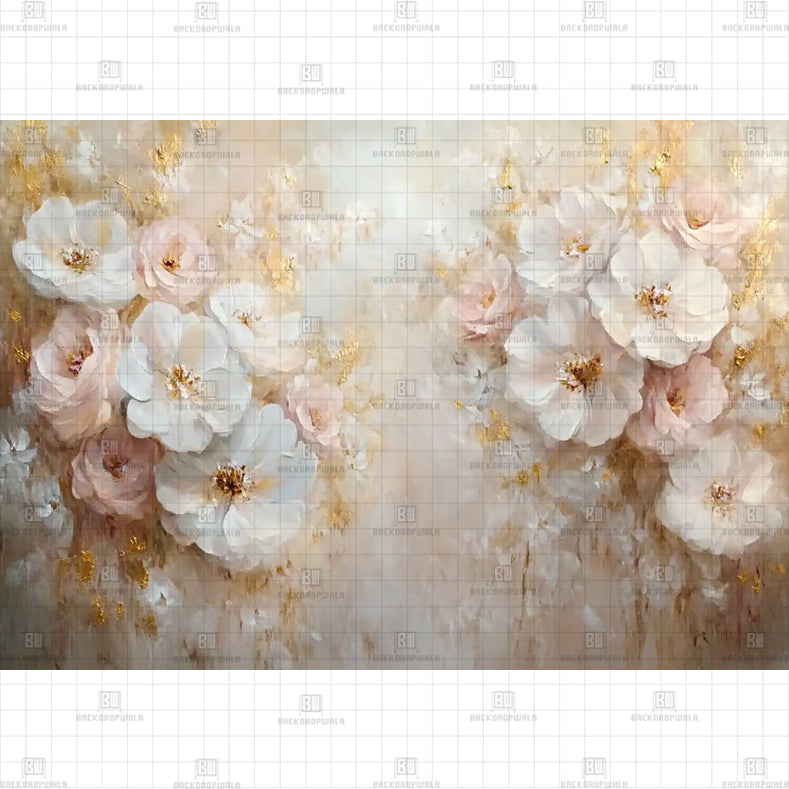 Rose Gold FLOWER Painting Backdrop Printed Born Baby Backdrop