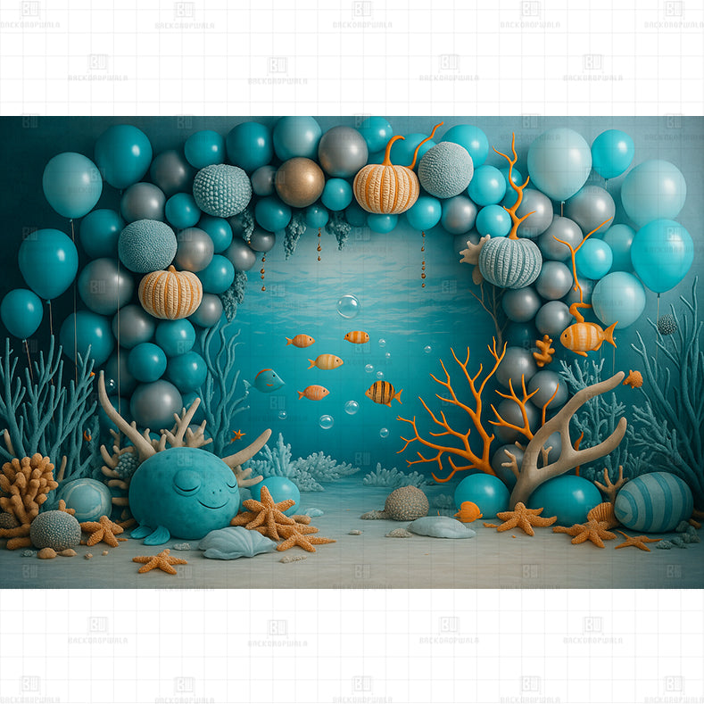Bubby Reef Party printed Baby Backdrop