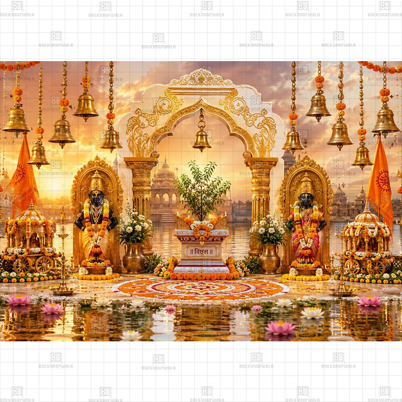Vitthal Rukmini Maha Darshan Ekadashi Printed Baby Backdrop