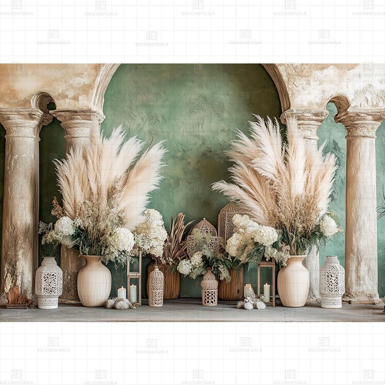 Tuscan Green Printed Baby Backdrop