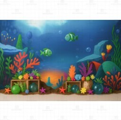 Colorful Reef printed Baby Backdrop