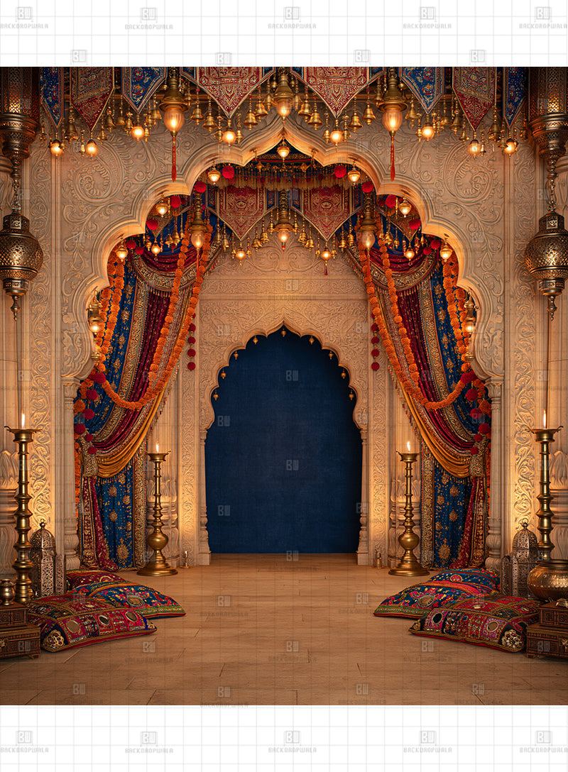 Heritage Indian Palace Night Accent Navratri Printed Backdrop