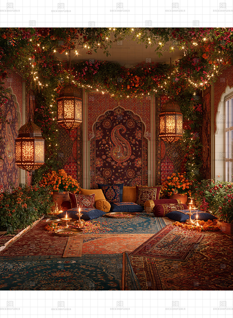 Luxurious Heritage Seating Navratri Printed Backdrop