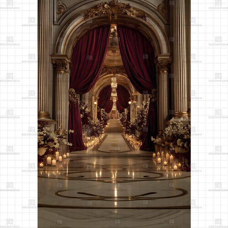 Crimson Corridor Backdrop Printed Maternity Backdrop